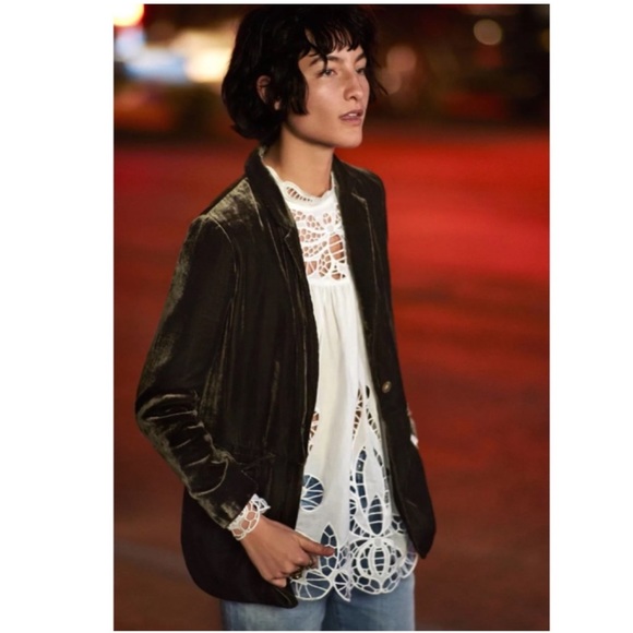 Cartonnier x ANTHROPOLOGIE Velvet Blazer Moss - Picture 3 of 11
